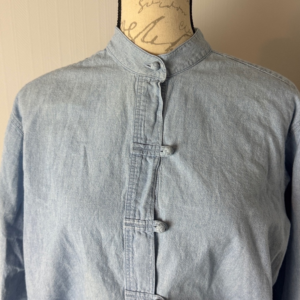 J Jill Denim Knot Button Down Shirt women’s size small - Picture 3 of 7